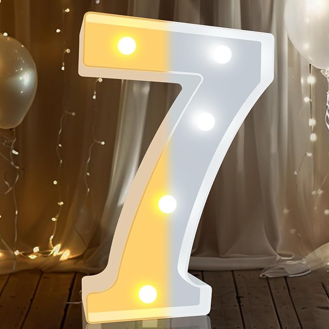 Pooqla LED Light Up Numbers, Warm White and Cool White Decorative Lighted Marquee Numbers, Light Up Numbers for Boys Girls Party, Wedding, Bar, Night Light, Room Decor, Birthday Decoration, Number 7 - Image 7