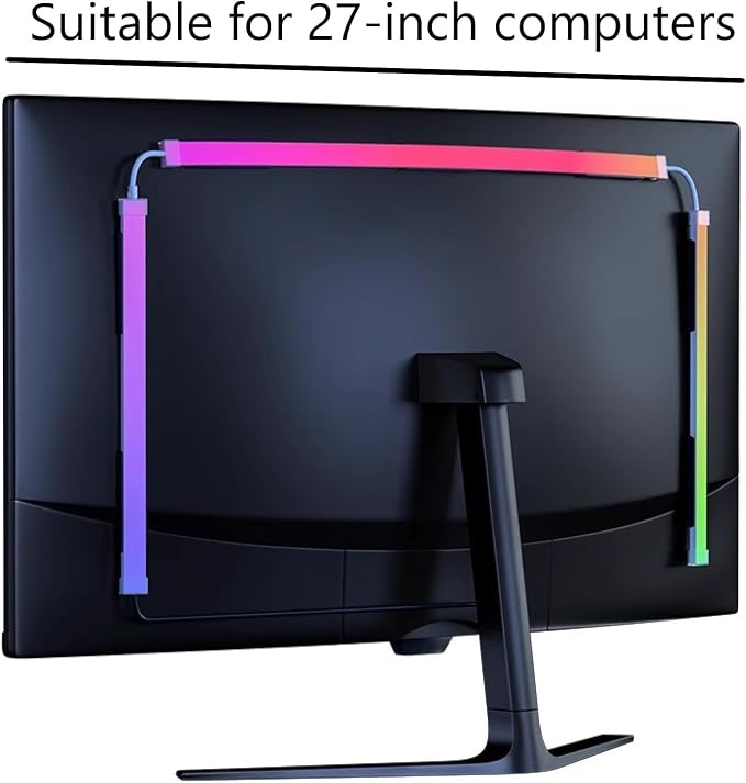 Monitor LED Backlights, RGB Screen Desk Light PC, Computer Light Bar Behind Monitor, LEDs for Desk Gaming, USB Port, LED Strip Lights that Sync with Screen Color or Music(27 inches) - Image 2