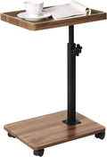Adjustable C Table End Table, Side Table C Table with Wheels,360° Rotatable (20.7-34.9inches) Height Adjustable for Sofa/Bed/Bathtub, Walnut Wood & Black (15.7x11.8) by Unknown