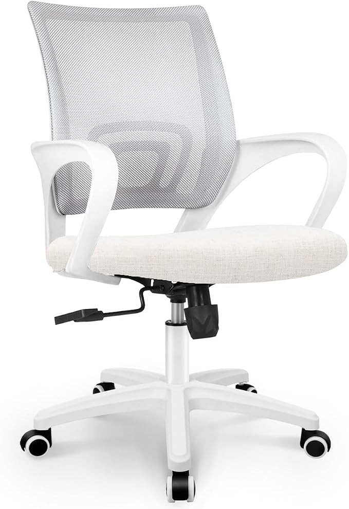 NEO CHAIR Office Computer Chair Ergonomic Mid-Back Mesh Desk Chair, Ivory | Breathable Mesh Back with Lumbar Support, Height Adjustment, Smooth Rolling Casters for Home Office, Study or Gaming Setup by NEOCHAIR