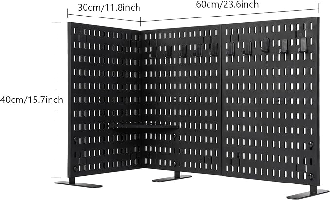 Desk Pegboard, Privacy Divider & Desk Partition Panel Set of 2, Office Accessory Organizer No-Drill Mounted Pegboard for Home, Office, Gaming (Black, Freestanding) - Image 3