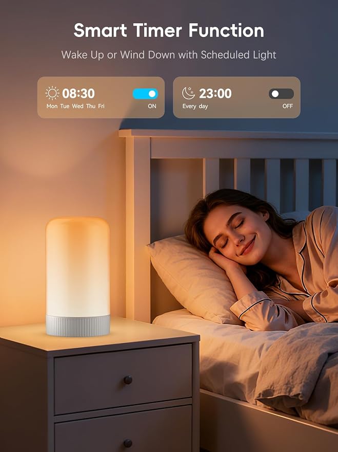 RGBICWW Smart Table Lamp, Touch Bedside Lamp LED Desk Lamp with App Control - Image 5