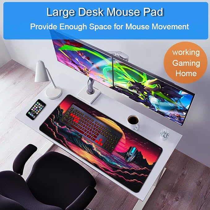 Mouse Pad, 31.5x15.7 inch Large Extended Computer Keyboard Mouse Mat, Water Resist Non-Slip Mousepad Rubber Base Long XXL Gaming Mouse Pad for Work & Gaming, Office & Home - Image 6