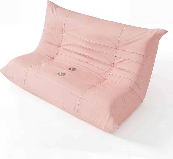 Homall Floor Gaming Chair Boneless Loveseat Couch, Ergonomic Floor Sofa Couch with Cup Holders, Leather Lazy Floor Lounger for Gaming, Reading, Relaxing, Watching TV (Pink) - Image 8