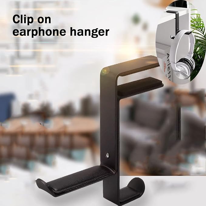 BetterJonny 2 Pcs Gaming Headphone Stand, Headphone Hanger with Height Adjustable Clamp Under Desk Clamp Controller Stand Earphone Rack with Cable Clip for PC Gaming Headset (Black) - Image 6