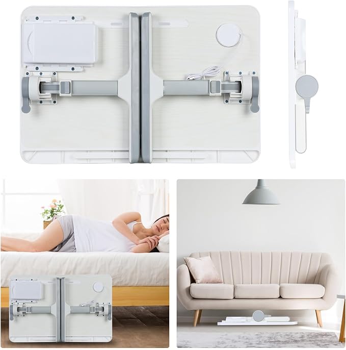 Laptop Bed Tray Table, Adjustable Laptop Compute Bed Desk Stand, Portable Laptop Desk with Foldable Legs, Foldable Laptop Tablet Table for Sofa Couch White - Image 7