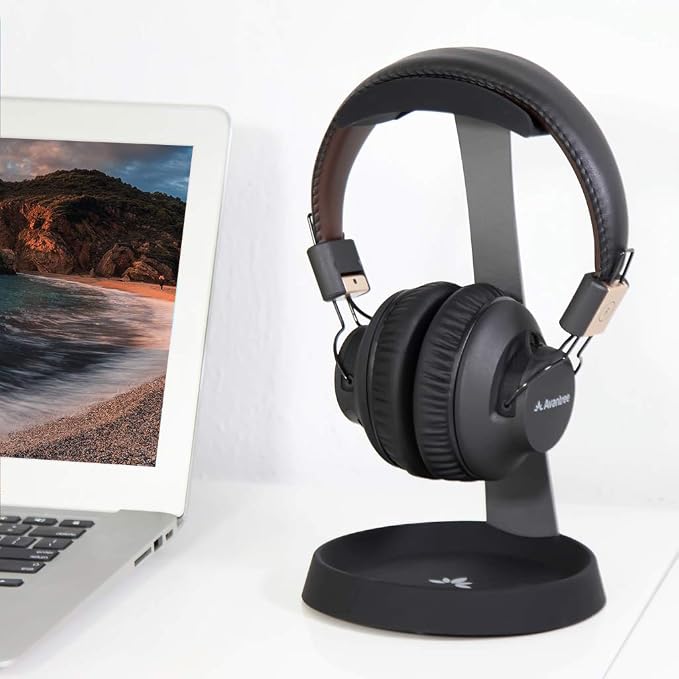 Avantree HS102 - Metal Headphone Stand with Cable Holder | Sturdy metal and silicone desktop stand keeps headphones secure while the. - Image 5
