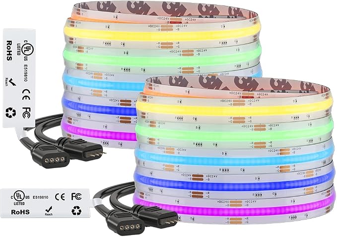 BTF-LIGHTING IP66 RGB COB LED Strip DC24V 32.8FT Color Changing Light by BTF-LIGHTING