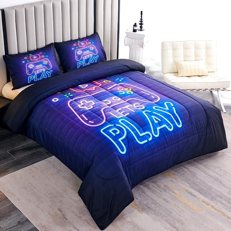 Teen Boy Comforter Set - Queen Size, Kids Bedding Set Including 1 Gaming Comforter & 2 Pillowcases - Image 2