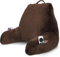 Nestl Reading Pillow for Bed, Back Pillow for Sitting Up in Bed, Brown | 18” Backrest Pillow with Arms, Adjustable Support, Shredded Memory Foam Fill, OEKO-TEX, College Dorm Essentials for Adults by Nestl