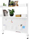 Clamp on Desk Pegboard, 39.4" W x 37.4" H Desk Extender Pegboard Bookshelf Computer Desk Accessories with Shelf for Tool Organizer Office, Privacy Panel for Gaming Desk, White by Lemoeyes