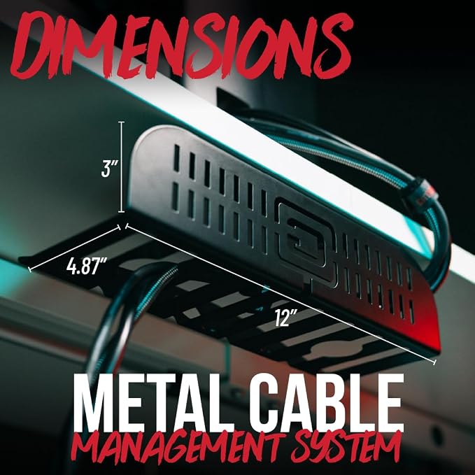 Gator Frameworks Metal Cable Management System - Mounts Under Desk for a Clutter Free Space with 1" Sapced Slots and (6) Cable Ties, (GFW-CBLMGM-MTL) - Image 5