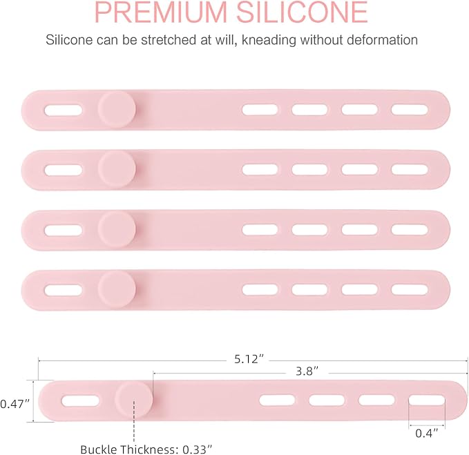 Donruby 24Pcs Silicone Cable Ties, Reusable Cord Organizer Straps, Pink - Image 7