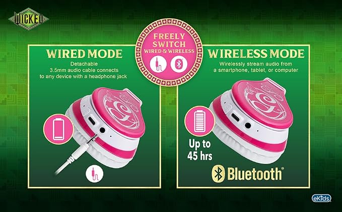 Wicked Glinda Bluetooth Headphones for Kids, Wireless Headphones for School, Home or Travel - Image 8