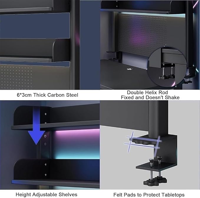 Clamp-On Desk Pegboard Organizer, Gaming Desk Extender with Privacy Panel - Image 5