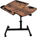 Overbed Table Height Adjustable Bedside Table Hospital Bed Table with 2 Tilting Desktops Mobile Laptop Desk with 2 Tilting Desktops Cup Holder Drawer for Office Home and Hospital by KUKKUME