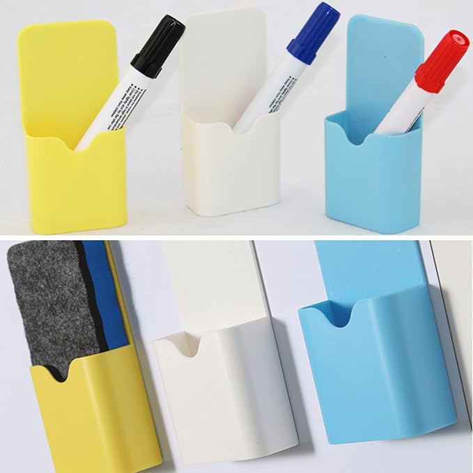 2pcs Magnetic Pen Marker Holders, Magnet Pencil Cup Storage Organizer for Classroom Office Home Locker and Refrigerator Whiteboard Locker (QX107) - Image 6