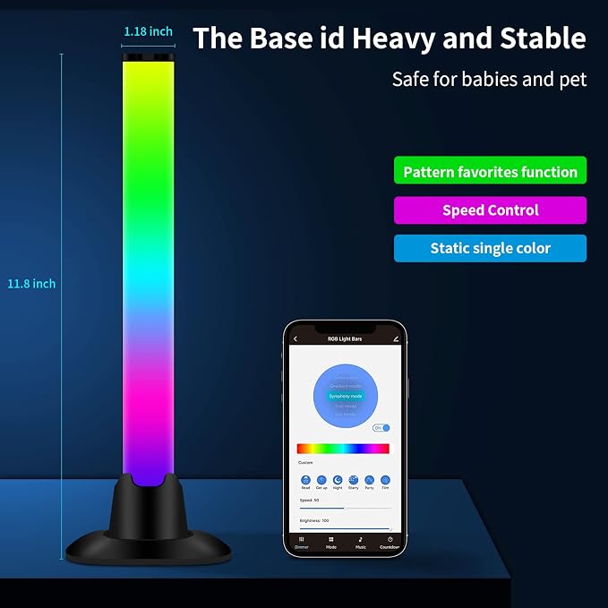 Smart LED Light Bar, Gaming Lights Ambient Lighting with Scene Modes and Music Modes, Bluetooth Color Light Bars for Gaming Setup, Entertainment, PC, TV, Room Decoration - Image 7