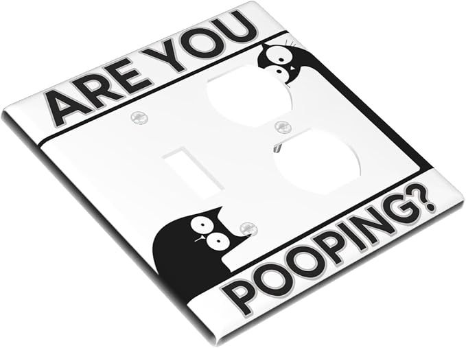 Decorative Outlet Covers Funny Bathroom Art with Are You Pooping 2 Gang Combination 1 Toggle/1 Duplex Light Switch Cover Gfci Wall Plate Electrical Receptacle Switchplate for Country Decor - Image 3