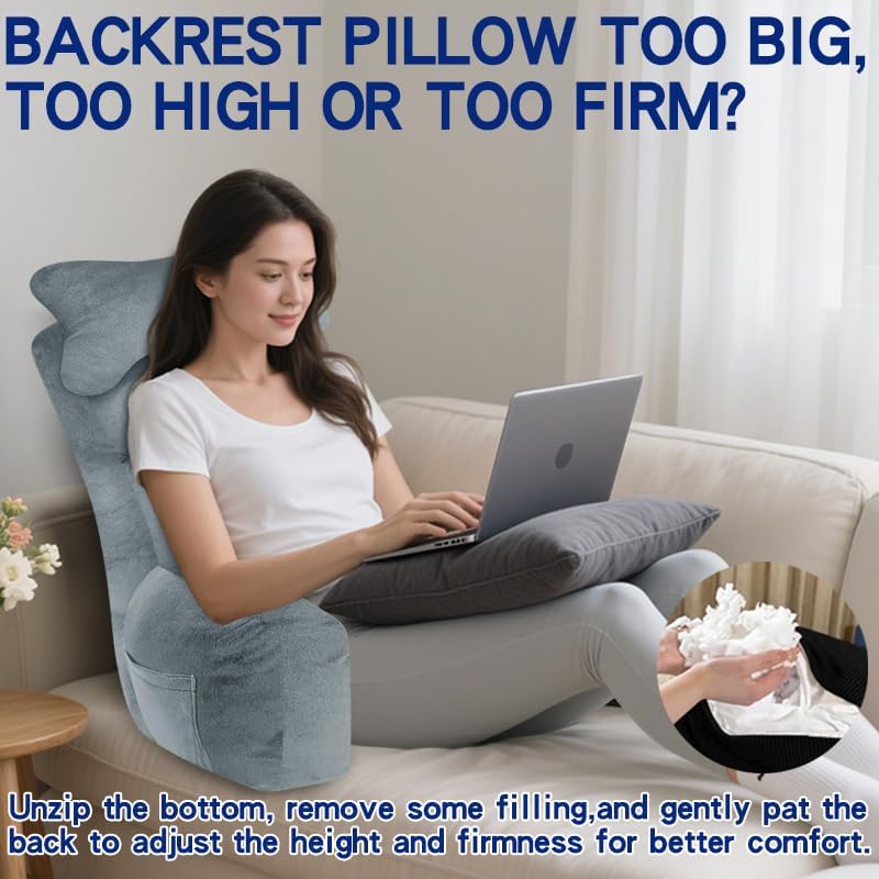 YDCEULARDOH Reading Pillow for Bed Adult – Large Bed Pillow with Arms, Supportive Back Pillow for Sitting Up in Bed for Reading, Watching TV, or Gaming - Image 5
