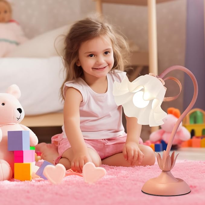 WERFOP Flower Desk Lamp Cute Pink Table Lamp for Bedroom Girls Room - Image 6