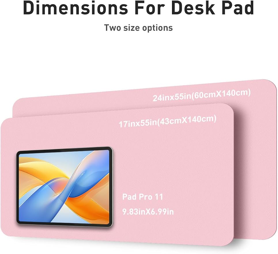 Aothia Faux Leather Desk Mat - Non-Slip PU Leather Desk Blotter, Waterproof Writing Surface, Large Desk Pad for Office & Home (Fairy Pink, 55" x 24") - Image 5