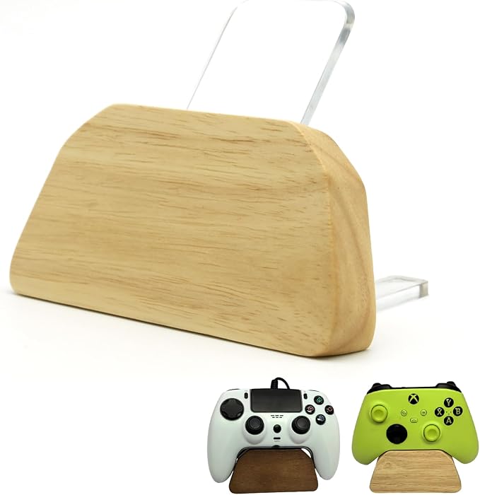 Solid Wood Gamepad Stand, Controller Holder for PS4 PS5 Xbox | This holder tidies gaming desk, fits most controllers, nice decor, ideal gift for father, son & boyfriend by Unknown