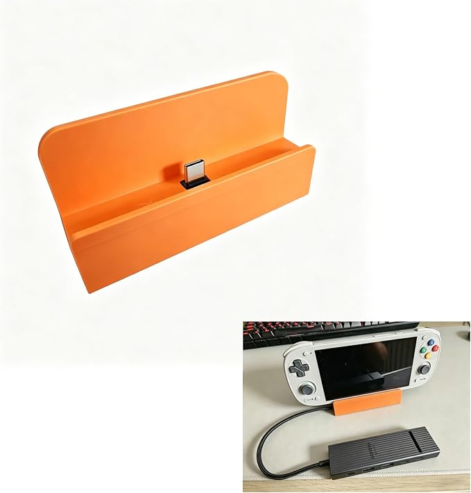 Handheld Dock Compatible with Retroid Pocket 5, USB-C Charging Stand with 6 Colors PLA Material, Compact Desktop Charging Station for Gaming (Orange) by Unknown