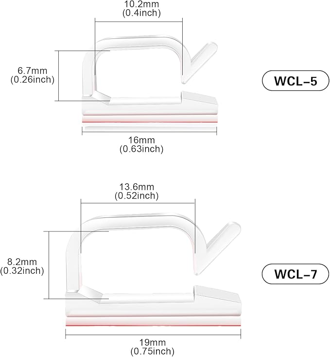 60 PCS XHF 3/4” Adhesive Cable Wire Clips Clear, Outdoor Christmas Light Clips, Cable Staples Cable Management Wire Organizer Cord Holder for Under Desk, Car, Wall, TV PC Ethernet - Image 2