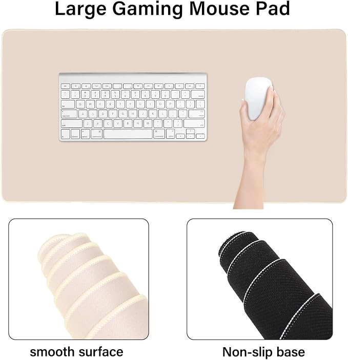 MOSISO Keyboard Mouse Pad Set, Large Gaming Mouse Pad&Keyboard Wrist Rest | Rectangular Mousepad with Wrist Rest&Coaster, Ergonomic Non-Slip&Easy Typing Pad with Curved Silicone Lining, Apricot - Image 4