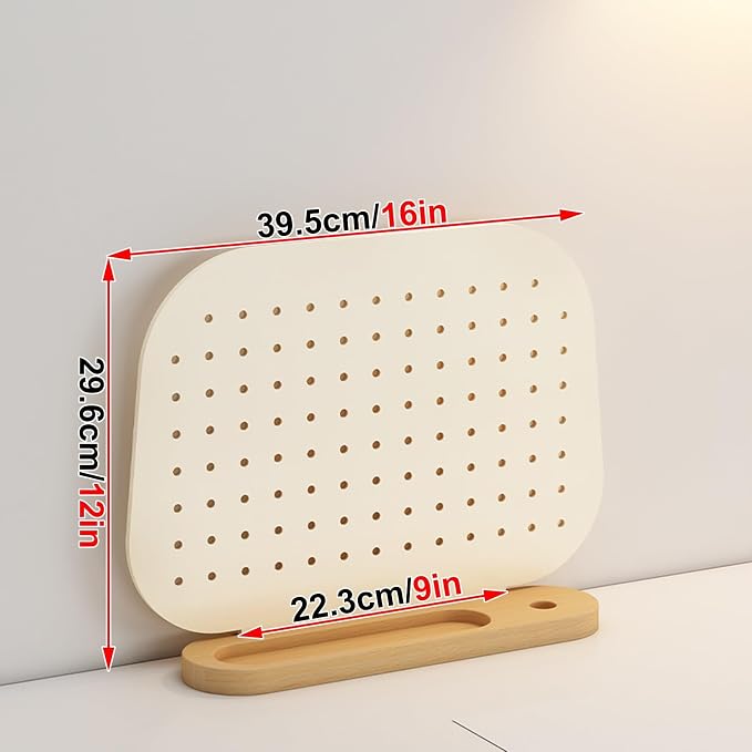 Desk Pegboard Gaming Desk Organizer Desk Back Panel, Solid Wood Base Pegboard, Storage Rack with Pegboard Hook, for Office Dormitory Home Desk(39.5 * 29.6cm) - Image 2