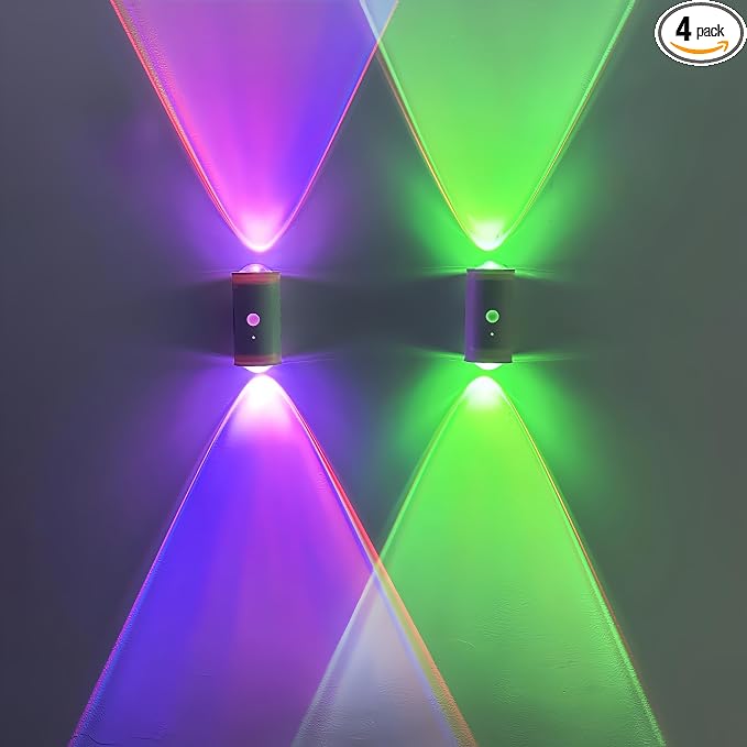 4 Pack RGB Dynamic Gradient Step Lights, Rechargeable Motion Sensor LED Wall Lamp with Remote, 1200mAh Dimmable Magnetic Mount Night Light for Staircase Hallway Bedroom Kitchen Bar by Unknown