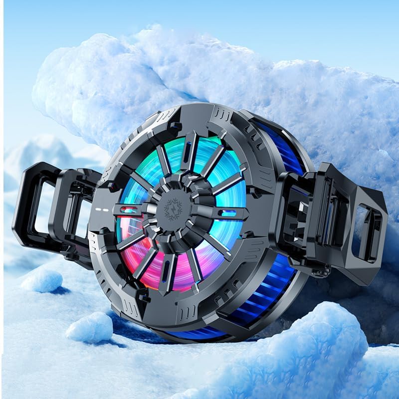 Phone Cooler, LOCZAR Magnetic Fan Small USB Fan for Gaming with Removable Grip, Semiconductor Cooling RGB Cellphone Radiator for Cell iPhone Ipad Ps5 Gamer Influencer Tiktok Live Streaming by LOCZAR