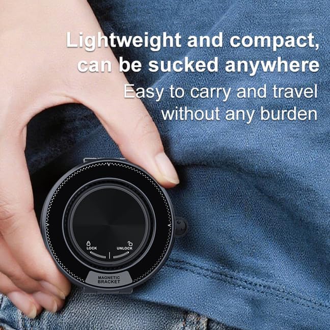Strong Magnetic Car Phone Holder, Hands-Free Mount with Super Suction Cup & Multi-Angle View, Portable for Car Dashboard & Flat Surfaces, Compatible with iPhone & Android Phones (Black) - Image 2