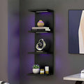 VIWODS 4-Tier Wall Shelf Unit with Lights, Black by VIWODS