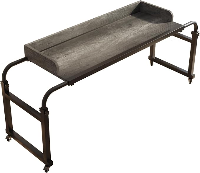 TigerDad Overbed Table with Wheels Overbed Desk Over Bed Desk King Queen Bed Table Overbed Laptop Table Over Bed Table with Wheels((Gray) - Image 3