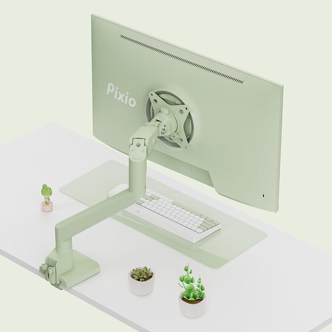 Pixio PS1S Wave Mint Green Single Monitor Arm Stand Desk Mount - Fits up to 32 inches Monitors and up to 19.8lbs. VESA Compatibility and Integrated Cable Management - Image 7