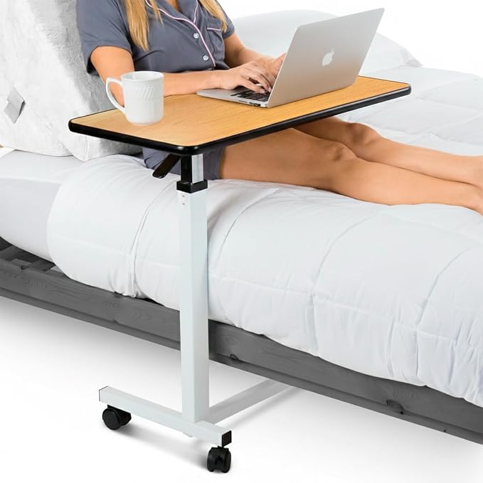 Vive Overbed Table (XL) - Hospital Bed Table - Swivel Wheel Rolling Tray by Vive
