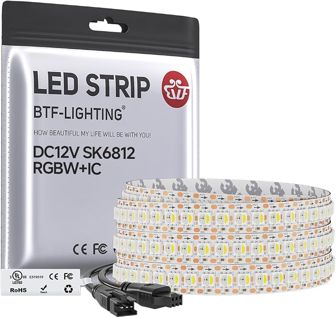 BTF-LIGHTING RGB+Cool White SK6812 LED Strip 3.28FT 144LED IP30 DC12V by BTF-LIGHTING
