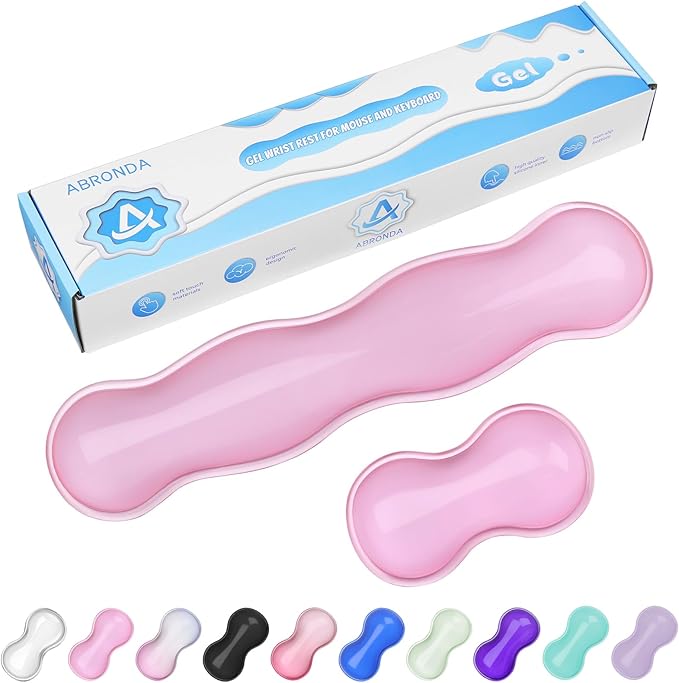 Gel Wrist Rest for Keyboard and Mouse, Wrist Rest for Keyboard, Mouse Wrist Support, Pain Relief, Cool Touch, Non-Skid, Keyboard and Mouse Wrist pad Set by ABRONDA