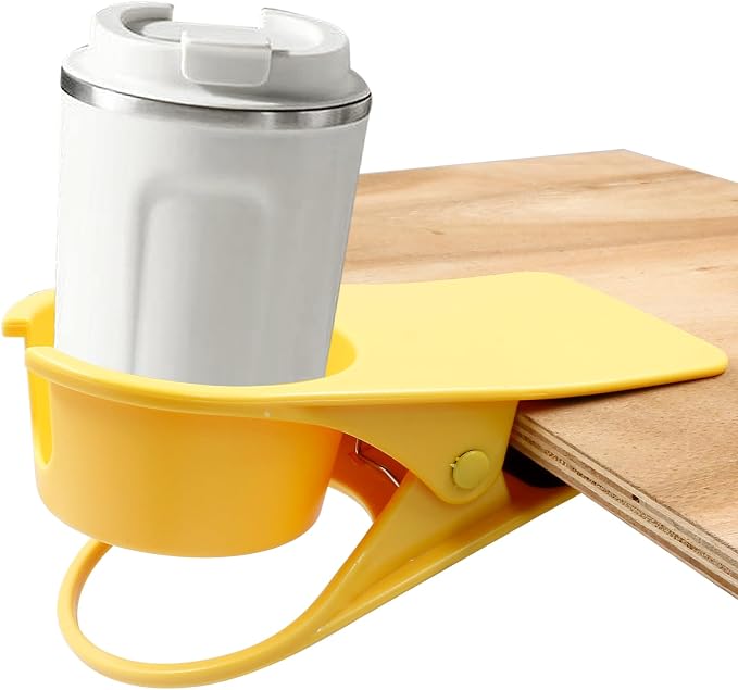 Jiozermi Drinking Cup Holder Clip, Desk Drink Holder with Clip,Yellow - Image 4