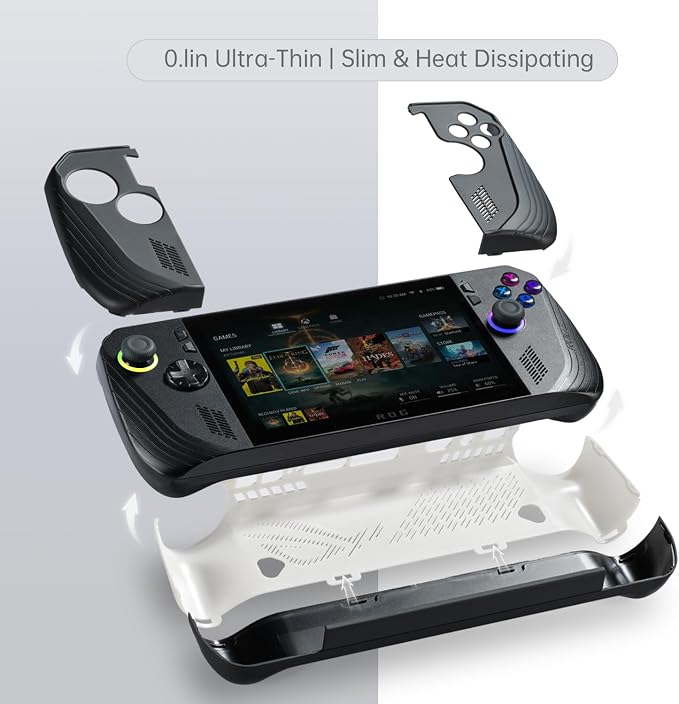 UYIYE Case for ROG Ally X 2024, Anti-Slip Rubber Protective,White+Black - Image 3
