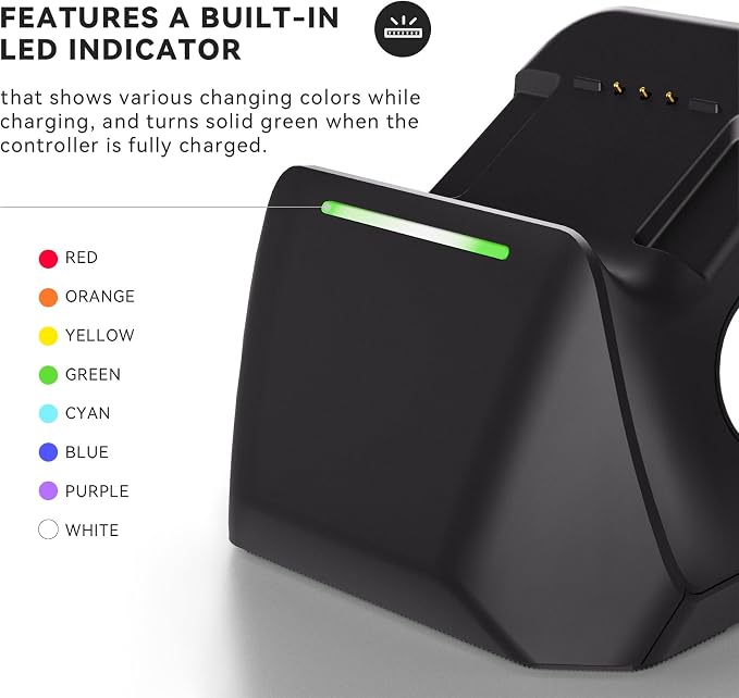 Charging Station Dock for Xbox Elite Series 2 Controller, Magnetic Charger Stand for Xbox Elite Series 2 Core Controller with Type C Charging Cable, LED Indicator - Black - Image 5