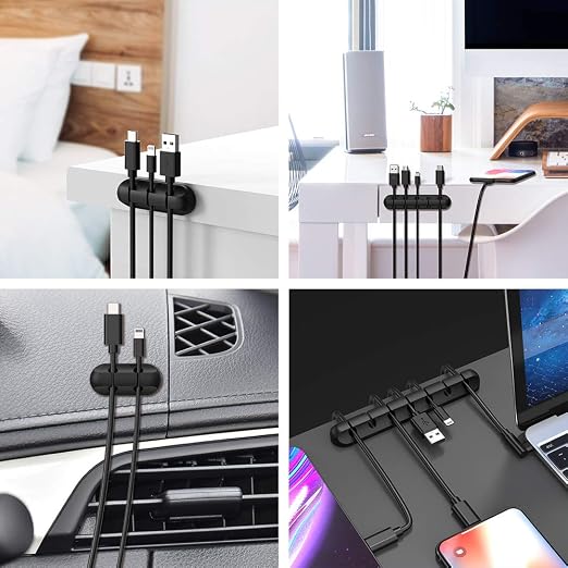 INCHOR Cord Organizer for Desk, Cable Organizer Cable Clips Holder Black - Image 4