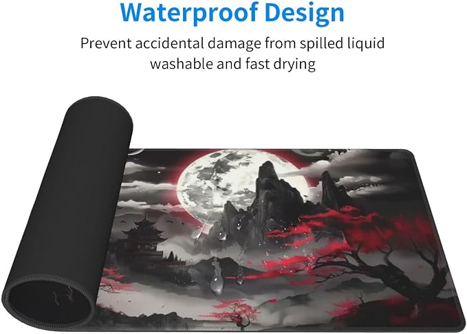 Extended Gaming Mouse Pad, Large Desk Mat XL Anime Mouse Pad Waterproof with Stitched Edges, Non-Slip Desktop Pad for Home and Office, Level Up Your 31.5x11.8 Inch (Night canyon2) - Image 3