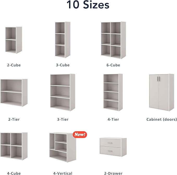 Homes: Inside + Out Apexa 2-Cube Storage Organizer Shelves, Stackable Wood Bookcase Fits Cubby Bins for Organization, Dorm Teen Room Decor & Home Office, Steel Blue - Image 14