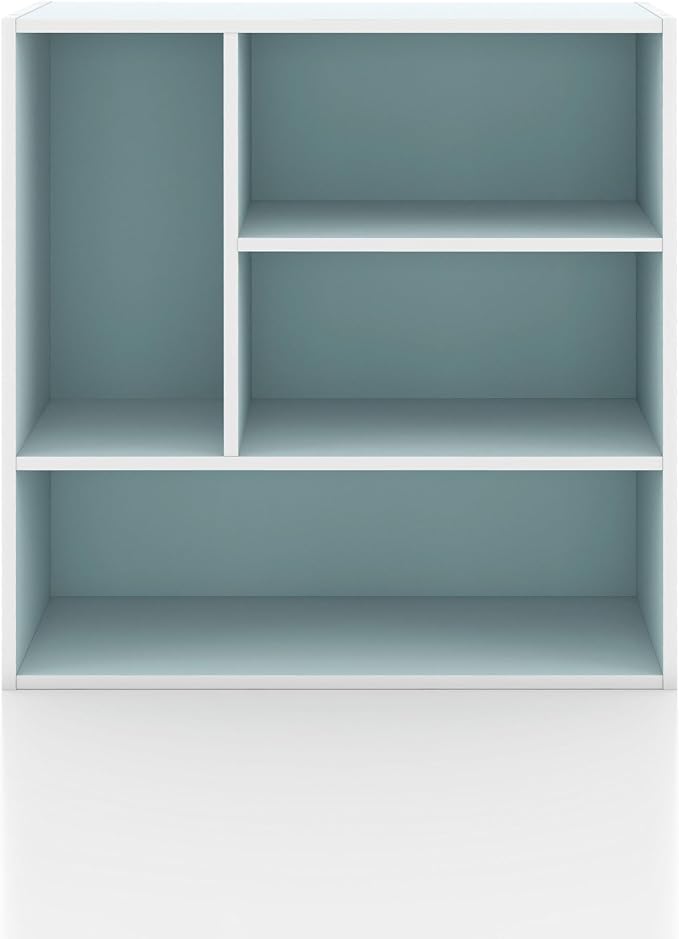 Homes: Inside + Out Apexa 4-Vertical Storage Organizer Shelves, Stackable Wood Bookcase for Organization, Dorm Teen Room Decor & Home Office, Light Blue - Image 10