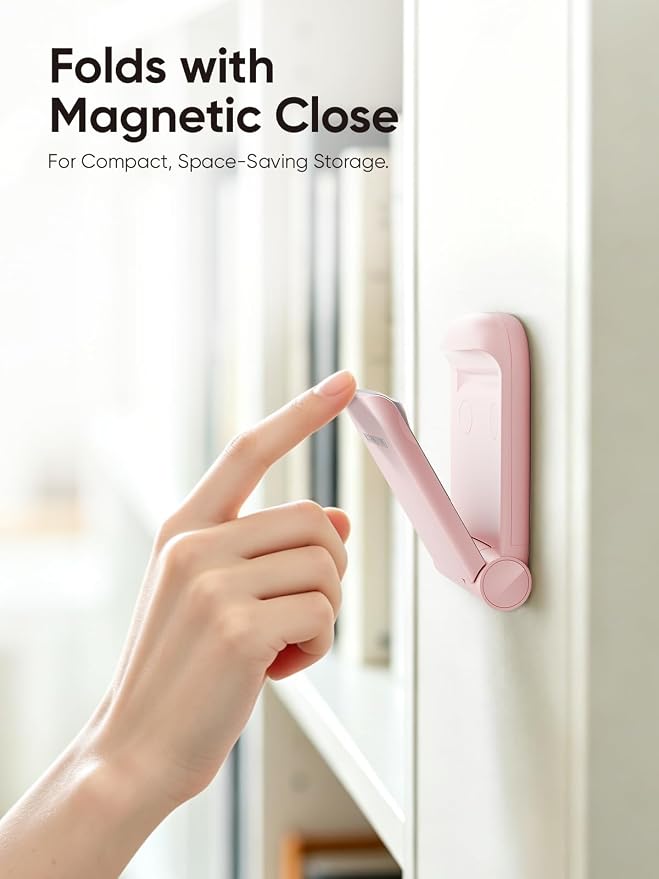 MAMUVIMO Headphone Stand, Headset Stand Foldable ＆ Sticky, Headphone Holder Hook Mount with Non-Slip Silicone, Adhesive Earphone Desk Hanger Clip Space-Saving for Airpods Max, All Earphones- Pink - Image 4