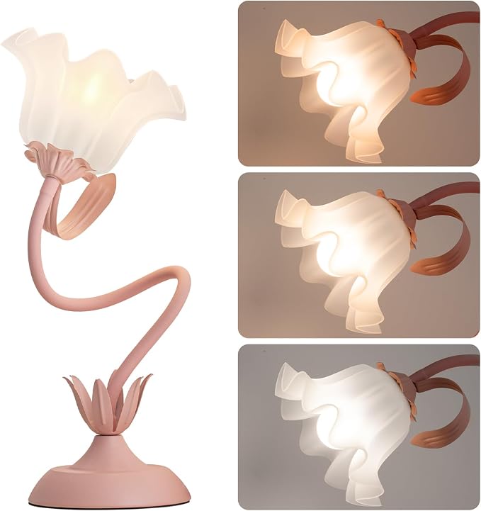 WERFOP Flower Desk Lamp Cute Pink Table Lamp for Bedroom Girls Room - Image 7