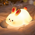 Cute Rabbit Night Light,Squishy Animal Nightlamp,Rechargerable Dimmable Nursery Bunny Lamp Soft Silicone Table Bedroom Lamp Portable Adjustable Lighting Bedroom Bedside Gift by HPYDIY